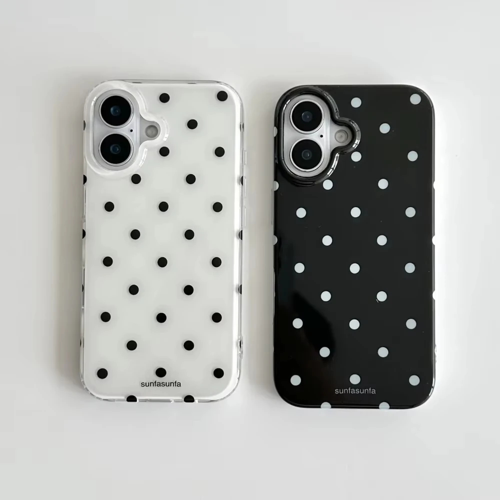 Phone Cases Green - Minimalist Black and White Polka Dots