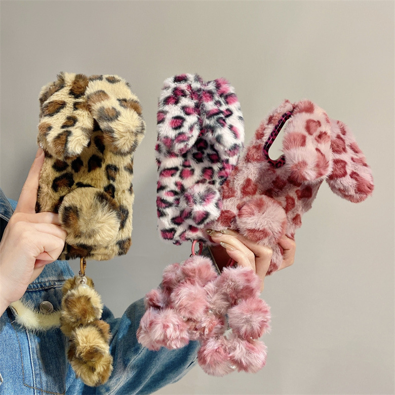 Phone Cases For Samsung Galaxy - Luxury 3D Leopard Print Rabbit Plush