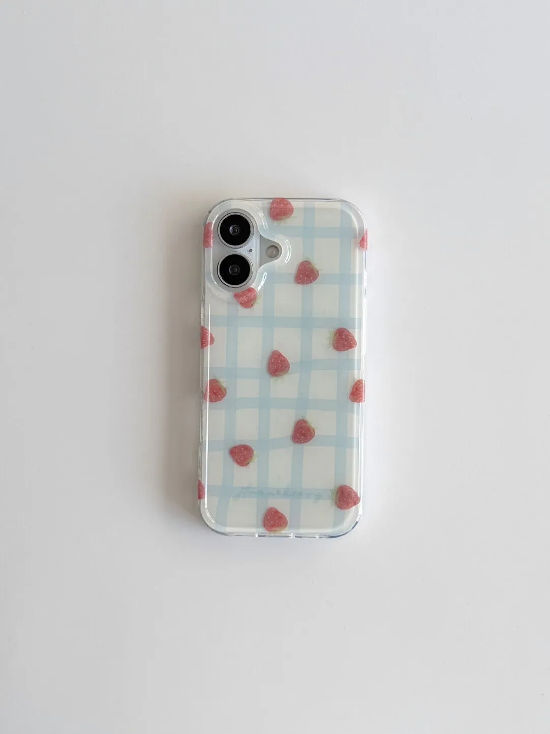 Phone Cases Green - Fresh Blue Grid Pattern Strawberries Luxury