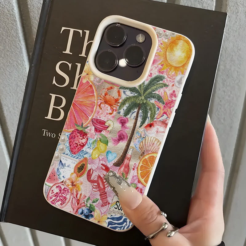 Phone Cases Beach - Summer Beach Party Collage Pattern Lychee