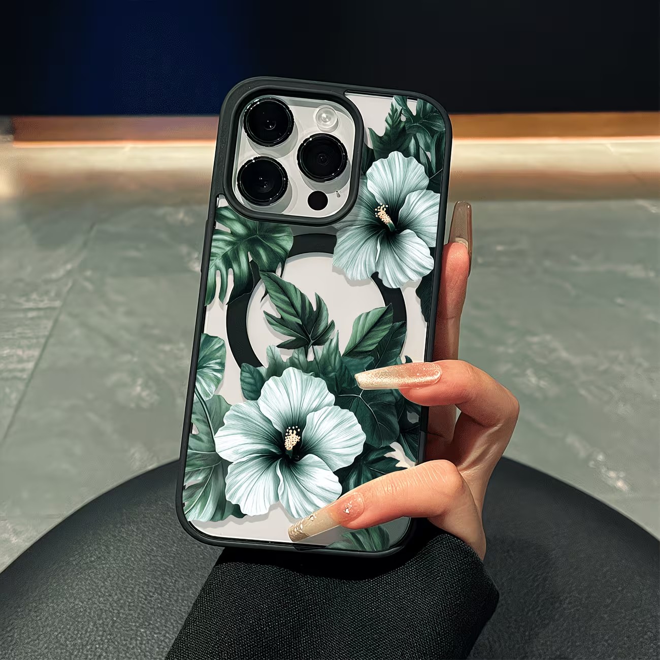Phone Cases Green - Green Floral Print Phone Case For