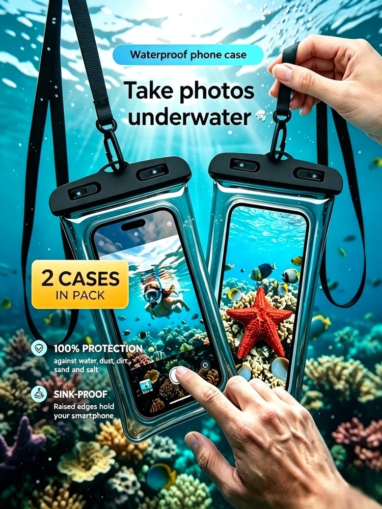 Phone Cases Beach - 2-piece Waterproof Phone Pouch, Suitable for