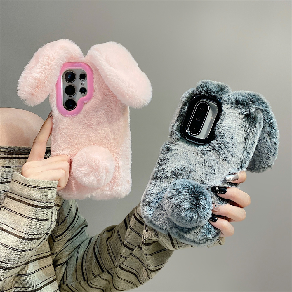 Cute Rabbit Ears Fluffy Stand  - огляд і ціна Phone Cases For Samsung Galaxy