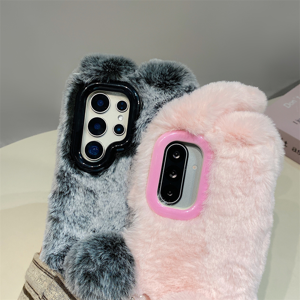 Cute Rabbit Ears Fluffy Stand  - огляд і ціна Phone Cases For Samsung Galaxy